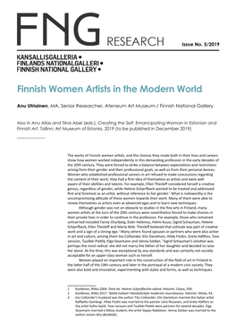 Finnish Women Artists in the Modern World