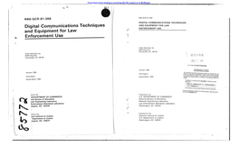 Digital Col1!Munications Techniques and EQUIPMENT for LAW ENFORCEMENT USE and Equipment for Law Enf~Rcement Use