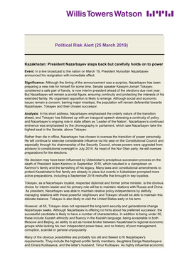 Political Risk Alert (25 March 2019)