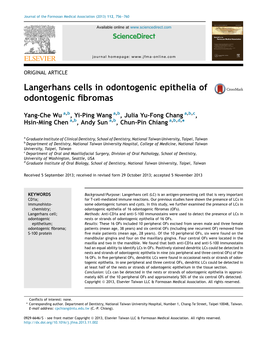 Langerhans Cells in Odontogenic Epithelia of Odontogenic ﬁbromas