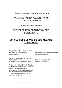 Conclusions Et Avis Réglementation