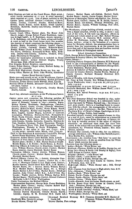 LINCOLNSHIRE. [K:ELLY's Petty Sessions Are Held at the Court House, High Street, Caistor; Market Rasen Sub-District, Herbert Gadd, Every Fourth Wednesday at U A