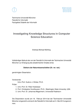 Investigating Knowledge Structures in Computer Science Education