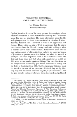 His Letter to Constantius from 351. Cyril's Mystagogical Catecheses Must