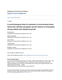 A Novel Histological Index for Evaluation of Environmental Enteric