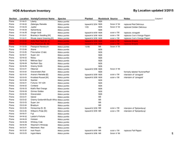 HOS Arboretum Inventory by Location Updated 3/2015 1