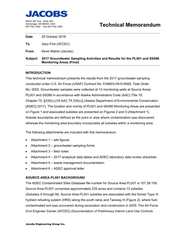 2017 Groundwater Sampling Activities and Results for the PL001 and SS086 Monitoring Areas (Final)