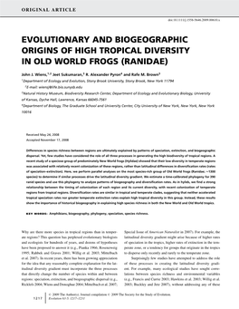 Evolutionary and Biogeographic Origins of High Tropical Diversity in Old World Frogs (Ranidae)