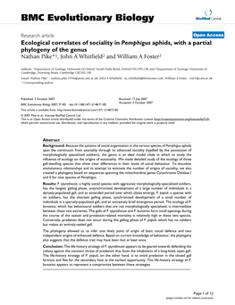 BMC Evolutionary Biology Biomed Central