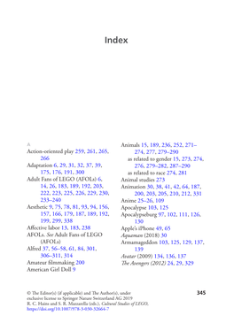 Action-Oriented Play 259, 261, 265, 266 Adaptation 6, 29, 31, 32, 37, 39