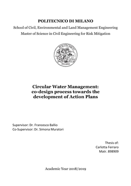 Circular Water Management: Co-Design Process Towards the Development of Action Plans