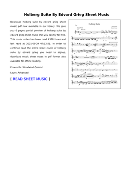 Holberg Suite by Edvard Grieg Sheet Music