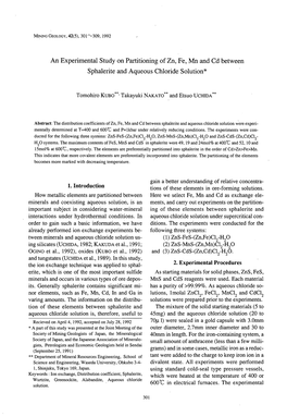 Sphalerite and Aqueous Chloride Solution*