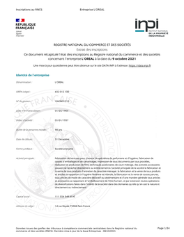 Registre National Du Commerce Et Des Sociétés