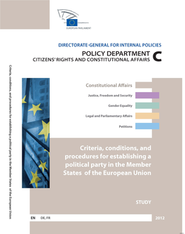 Criteria, Conditions, and Procedures for Establishing a Political Party in the Member States of the European Union