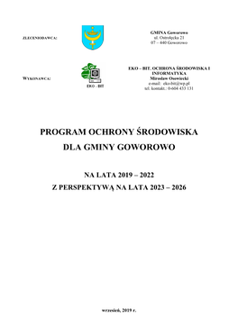 Program Ochrony Środowiska Dla Gminy Goworowo