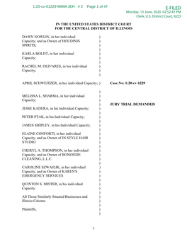 E-FILED Monday, 15 June, 2020 02:52:47 PM Clerk, U.S