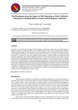 The Phenomena About the Impact of TKI Migration on Their Children‘S Education at Sambelia District of East Lombok Regency, Indonesia