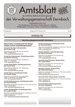 Der Verwaltungsgemeinschaft Dermbach