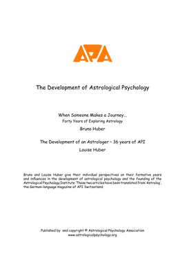 The Development of Astrological Psychology