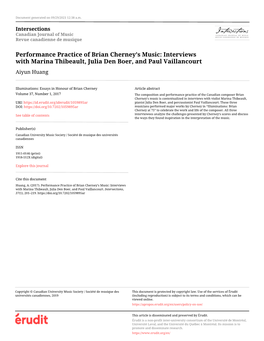 Performance Practice of Brian Cherney's Music