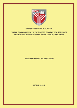 Universiti Putra Malaysia Total Economic Value Of