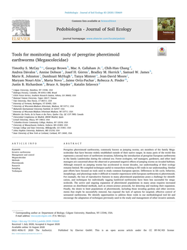 Tools for Monitoring and Study of Peregrine Pheretimoid Earthworms (Megascolecidae)