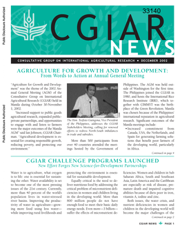 Cgiar News Consultative Group on International Agricultural Research December 2002