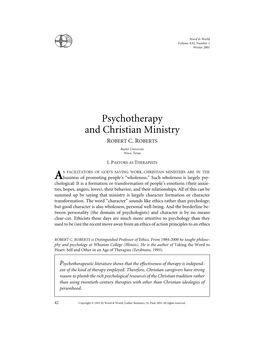 Psychotherapy and Christian Ministry ROBERT C
