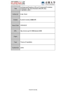 Title Syntheses and Reactions of Novel Fulvenes and Fulvalenes Possessing Diaminocyclopropenylidene Moiety( Dissertation 全文