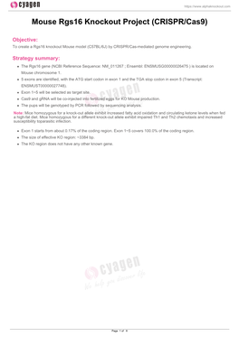 Mouse Rgs16 Knockout Project (CRISPR/Cas9)