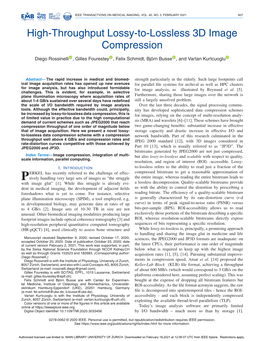 High-Throughput Lossy-To-Lossless 3D Image Compression