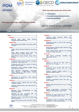 Emerging Sovereign Debt Markets NEWS Table of Contents