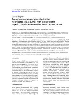 Case Report Ewing's Sarcoma/Peripheral Primitive