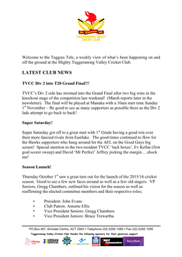 Latest Club News