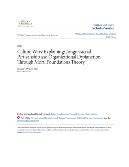 Culture Wars: Explaining Congressional Partisanship and Organizational Dysfunction Through Moral Foundations Theory Jessica H