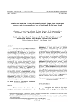 Isolation and Molecular Characterization of Symbiotic Fungus from Acromyrmex Ambiguus and Acromyrmex Heyeri Ants of Rio Grande Do Sul State, Brazil