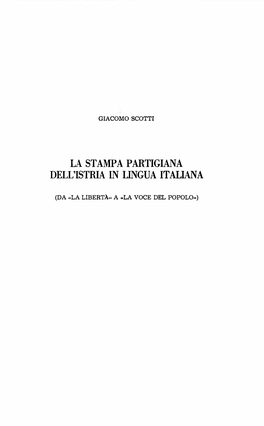 La Stampa Partigiana Dell'istria in Lingua Italiana