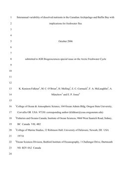 Interannual Variability of Dissolved Nutrients in the Canadian Archipelago and Baffin Bay With