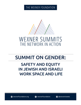 Summit on Gender: Safety and Equity in Jewish and Israeli Work Space and Life