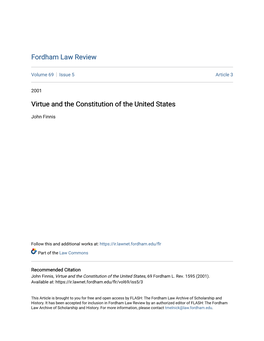 Virtue and the Constitution of the United States