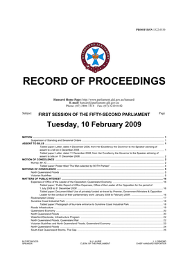 Record of Proceedings