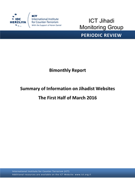 Summary of Information on Jihadist Websites the First Half of March 2016