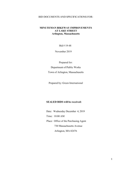 MINUTEMAN BIKEWAY IMPROVEMENTS at LAKE STREET Arlington, Massachusetts Bid # 19-48 Novembe