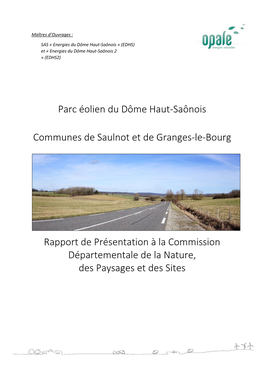 Parc Éolien Du Dôme Haut-Saônois Communes De Saulnot Et De