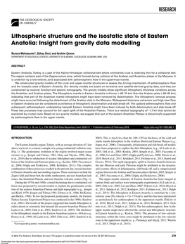 RESEARCH Lithospheric Structure and the Isostatic State of Eastern