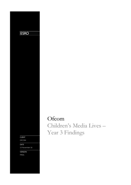 Ofcom Children's Media Lives – Year 3 Findings