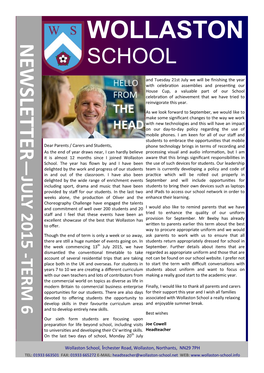 Newsletter Wollaston School