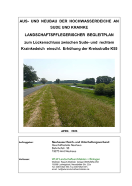 AUS- UND NEUBAU DER HOCHWASSERDEICHE an SUDE UND KRAINKE LANDSCHAFTSPFLEGERISCHER BEGLEITPLAN Zum Lückenschluss Zwischen Sude- Und Rechtem Krainkedeich Einschl