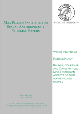 Max Planck Institute for Social Anthropology Working Papers